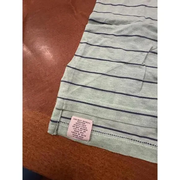 Peter Millar Carolina Cup Light Green Striped Polo Shirt - Picture 3 of 8